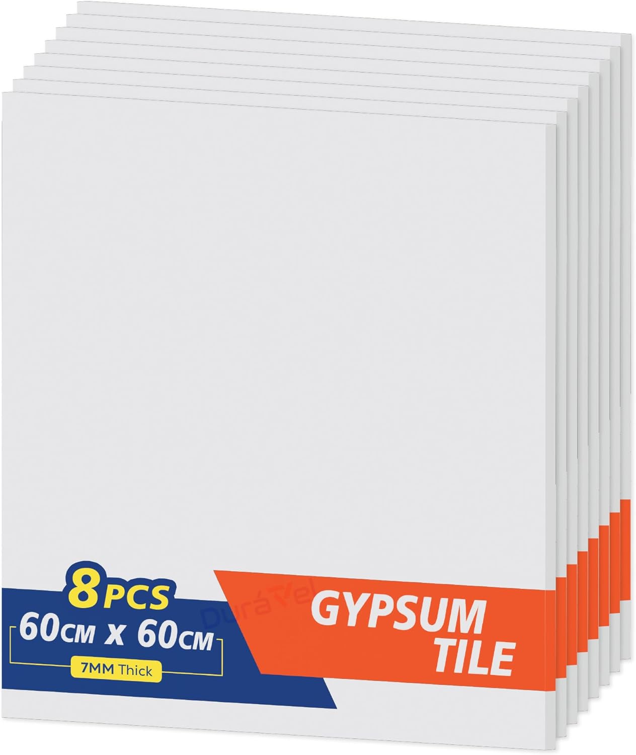 Gypsum False Ceiling Tile, White 600x600x7mm Pack of 8