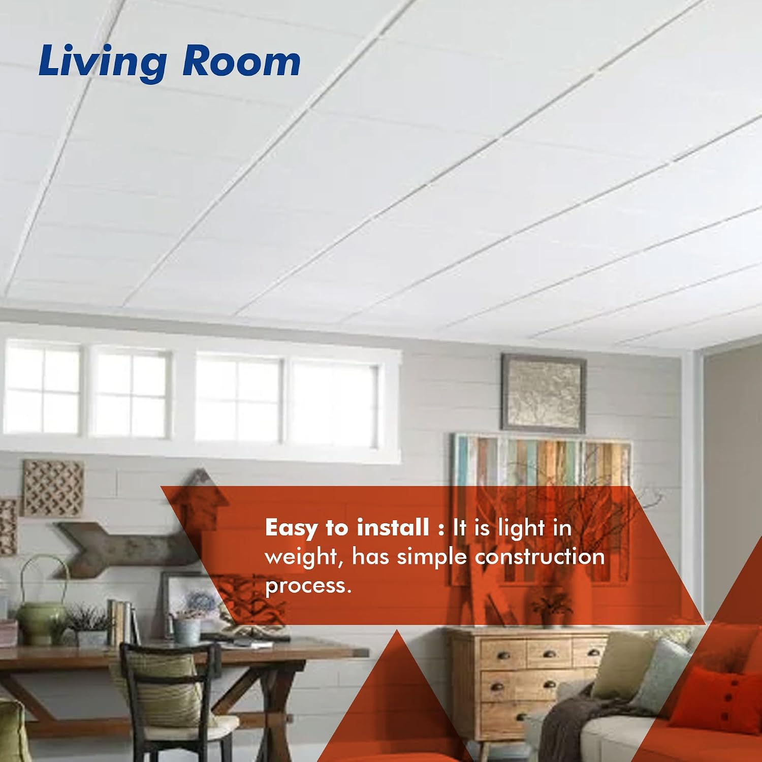 Gypsum False Ceiling Tile, White 600x600x7mm Pack of 8