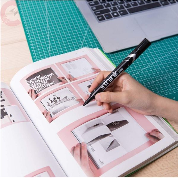 Deli, Think Tip Low Bullet 1.5mm, Permanent Marker, Black ( Pack of 12)