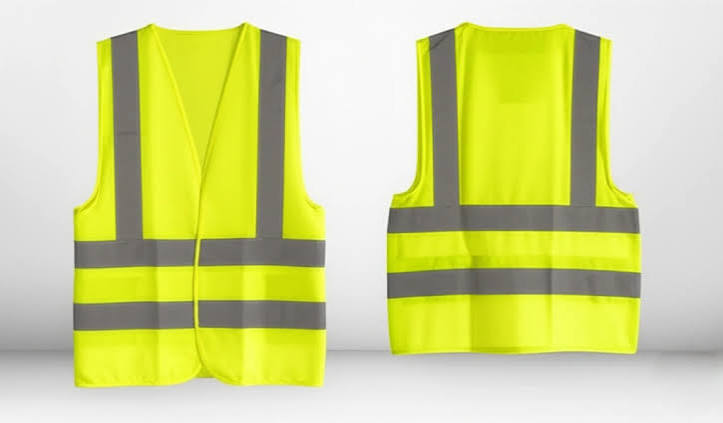 Safety Vest, Jacket, Neon Yellow Reflective Workwear with Gray Stripes, Construction Security Gear